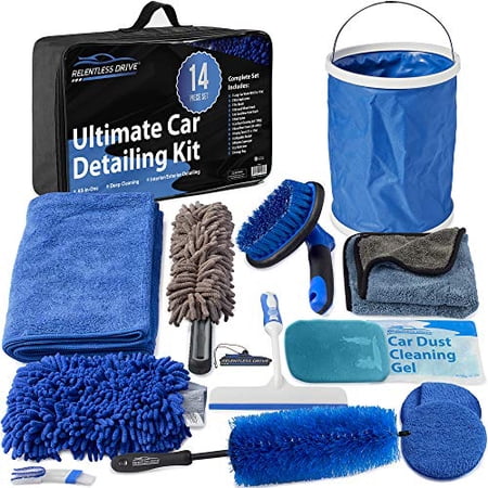 Relentless Drive Ultimate Car Wash Kit - 14-Piece Car Detailing & Car Cleaning Kit - Car Wash Supplies Built for The Perfect Car Wash - Complete Car Wash Kit with Bucket