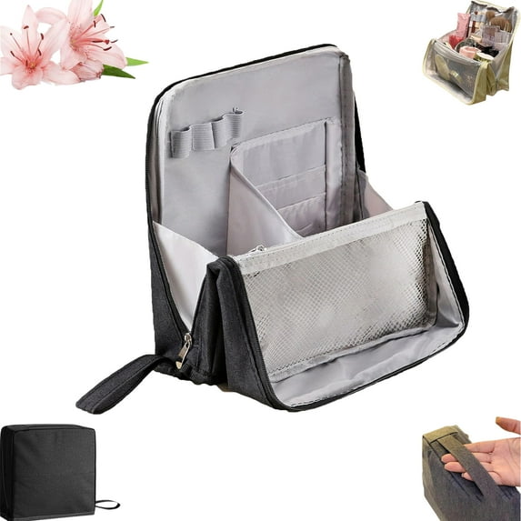 Relevanton Standing Makeup Bag, Multi-Purpose Large Capacity Oxford Cloth Standing Makeup Bag, Doresty Makeup Bag, Vertical Makeup Bag, Vanity Case Makeup Bag