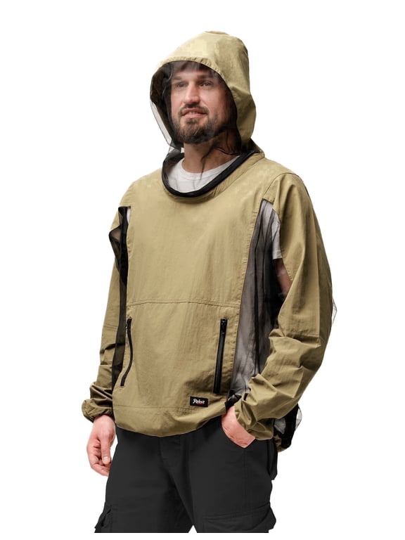 Mosquito Jacket for Men & Women, Breathable Bug Jacket with Mesh Hood and Pockets