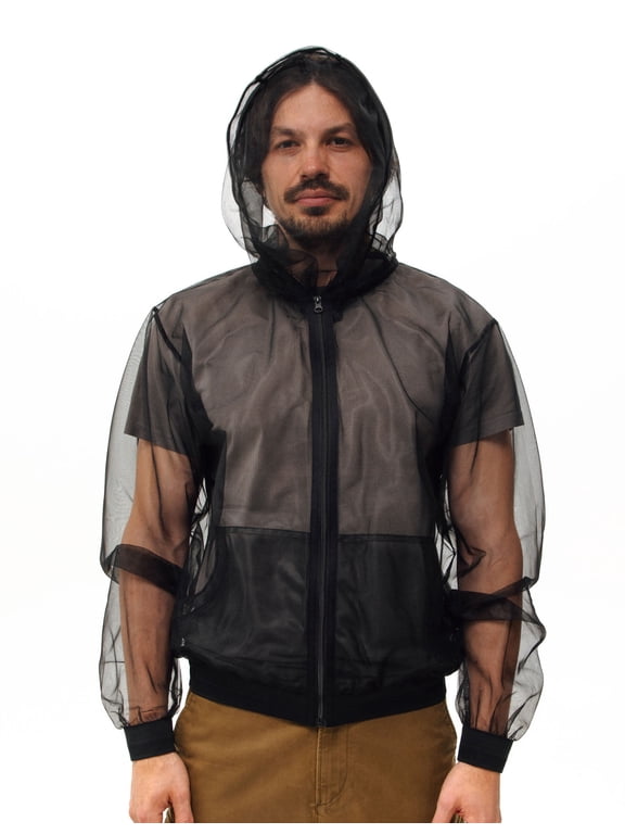 Mosquito Jacket with Face Cover, Full Zip Mesh Bug Shirt for Fishing, Hiking, Camping & Outdoor Activities