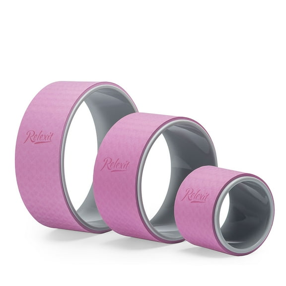 Relexit Yoga Wheel Set 3-Pack, Back Roller Pilates Exercise, Increase Flexibility, Stability, Balance, Fitness, Improve Backbends, Relieve Back Pain, Stress, Tension