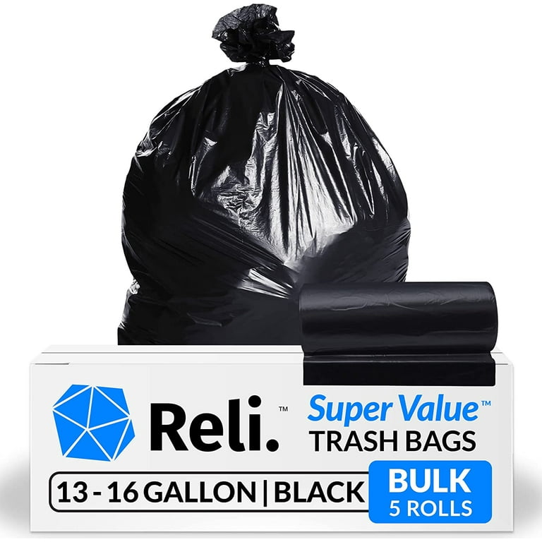Reli. 13 Gallon Trash Bags, Tall Kitchen Black Trash Can Liners, 250 Count  