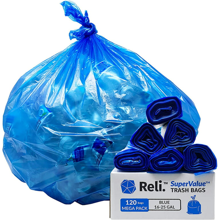 Reli. 16-25 Gallon Recycling Bags (120 Bags) Blue Recycle Bags 30 Gallon, Garbage  Bags 16 Gal - 20 Gal - 30 Gal 