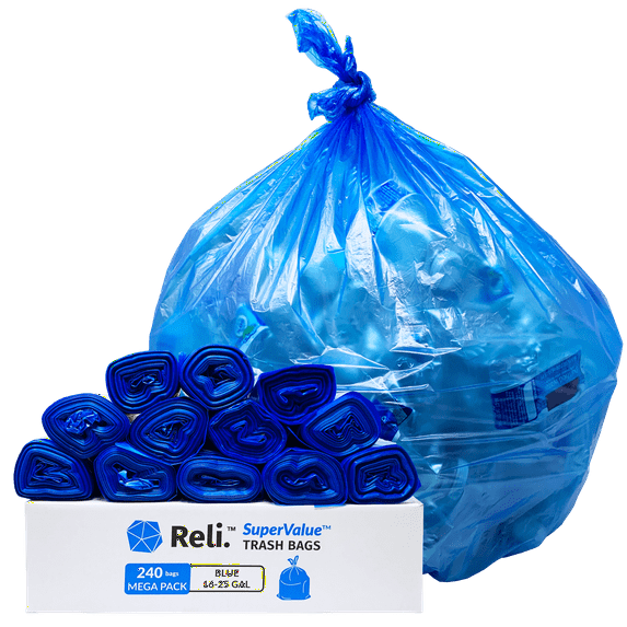 Reli. 16-25 Gallon Trash Bags, 16 Gallon 23 Gallon Recycling Blue Garbage Bags (240 Bags)