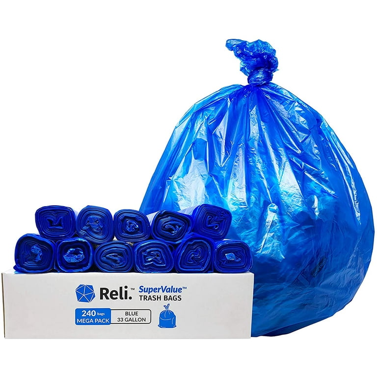 Glad 30 Gallon Recycling Large Drawstring Blue Trash Bags, 28 ct