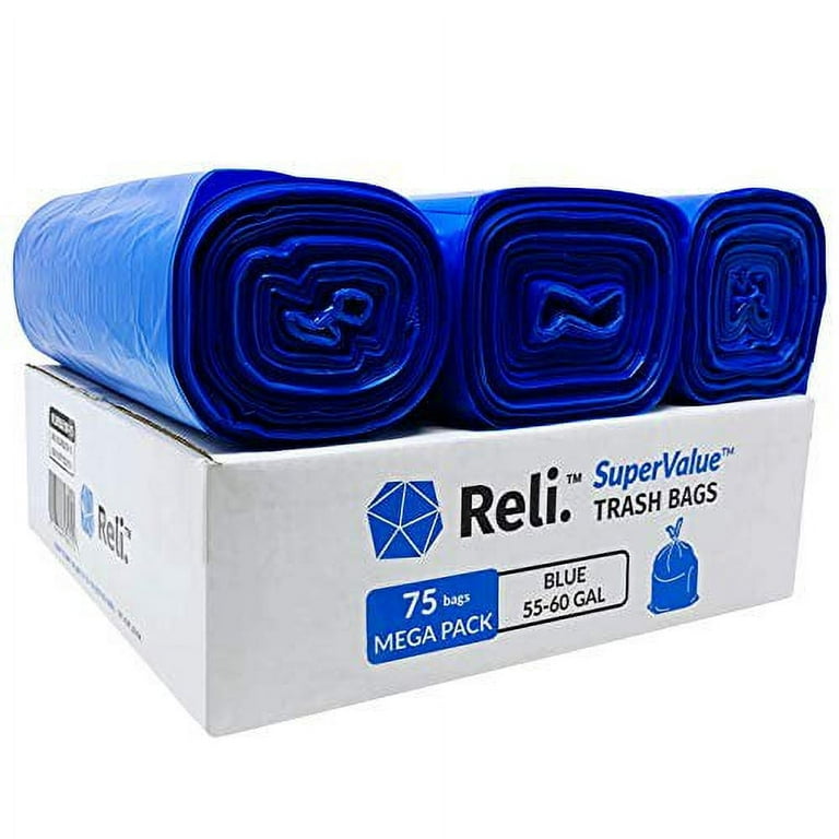 Reli. SuperValue Trash Bags (150 Count Bulk), Made in USA - Clear Heavy  Duty 55 Gallon - 60 Gallon Garbage Bag