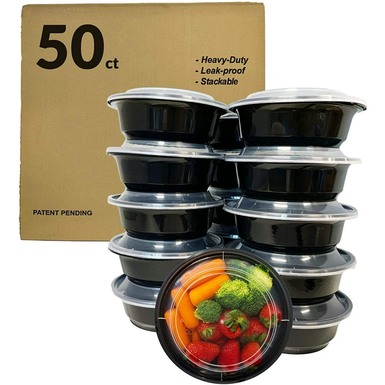 Reli. Meal Prep Container Bowls, 16 oz. (50 Pack) - Reusable 16 oz Meal  Prep Bowls/Food Containers - Microwavable Bowls with Lids, Black Food  Storage Containers (Black) 