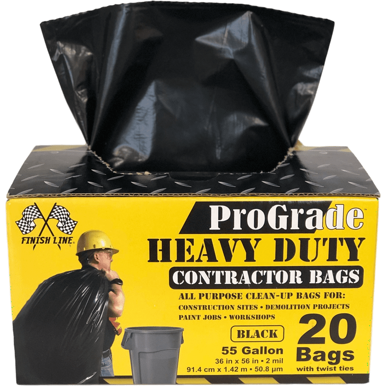 Simpleliners 55 Gallon Trash Bags Heavy Duty, (50 Count w/Ties) Tall Large Black  Garbage Bags 