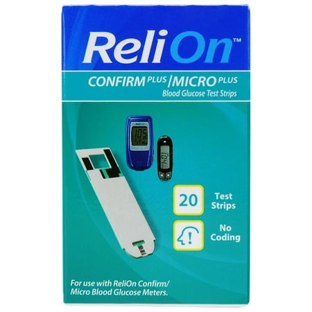 ReliOn Confirm/Micro Plus Blood Glucose Test Strips, 20 Ct