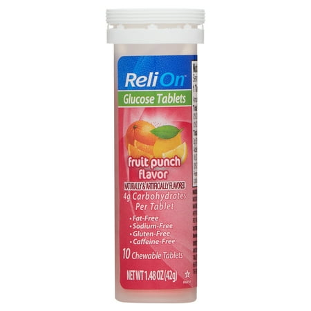 ReliOn Fruit Punch Glucose Tablets, 10 Count