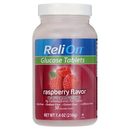 ReliOn Glucose Tablets, Raspberry Flavor, 50 Count