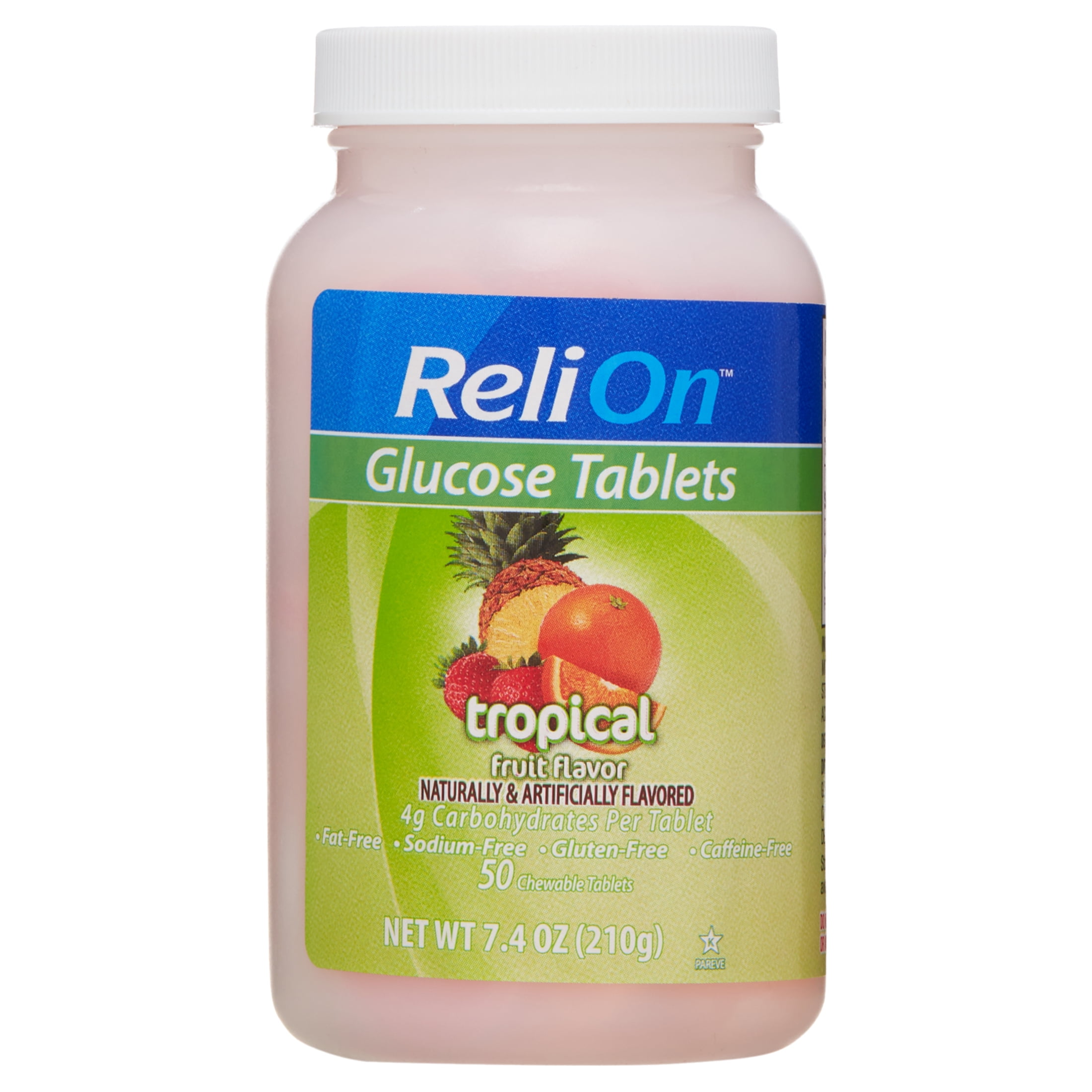 (2 pack) ReliOn Glucose Tablets, Tropical Fruit Flavor, 50 Count ...