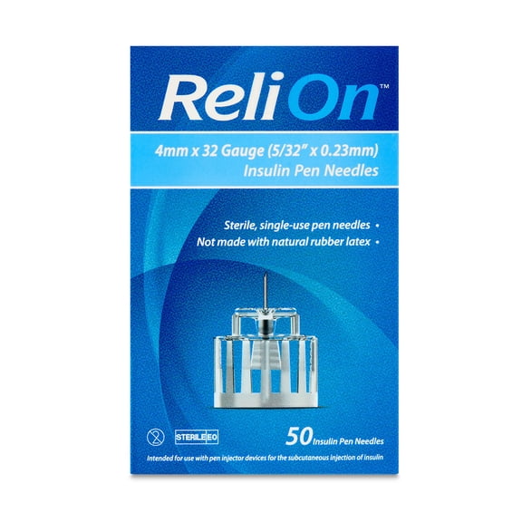 ReliOn Insulin Pen Needles, 4 mm x 32 Gauge, 50 Count