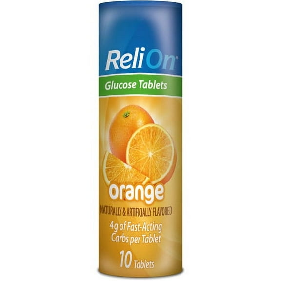 ReliOn Orange Glucose Tablets, 10 Count