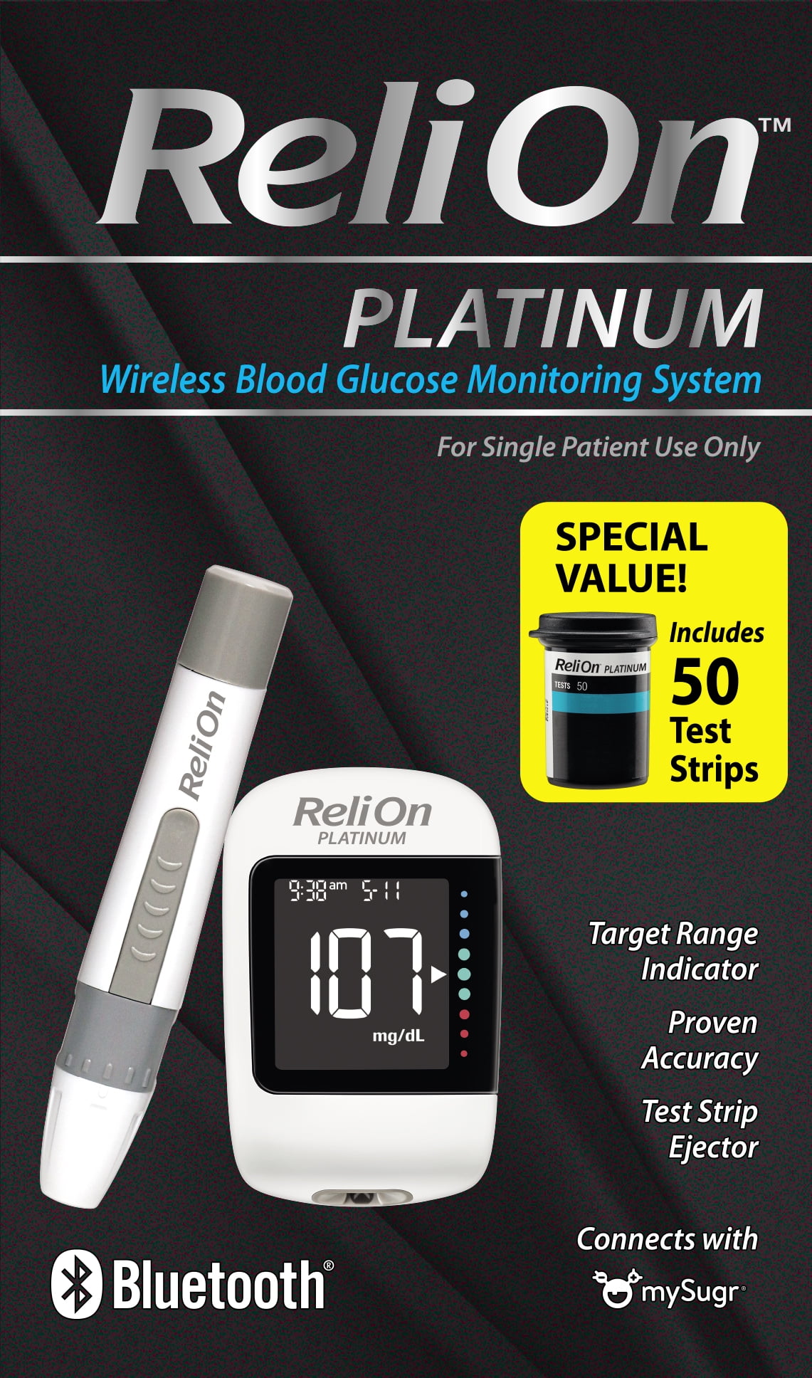 ReliOn Platinum Blood Glucose Meter Kit