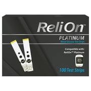 ReliOn Platinum Blood Glucose Test Strips, 100 Count   Diabetes Test Strips, for ReliOn Platinum Meters