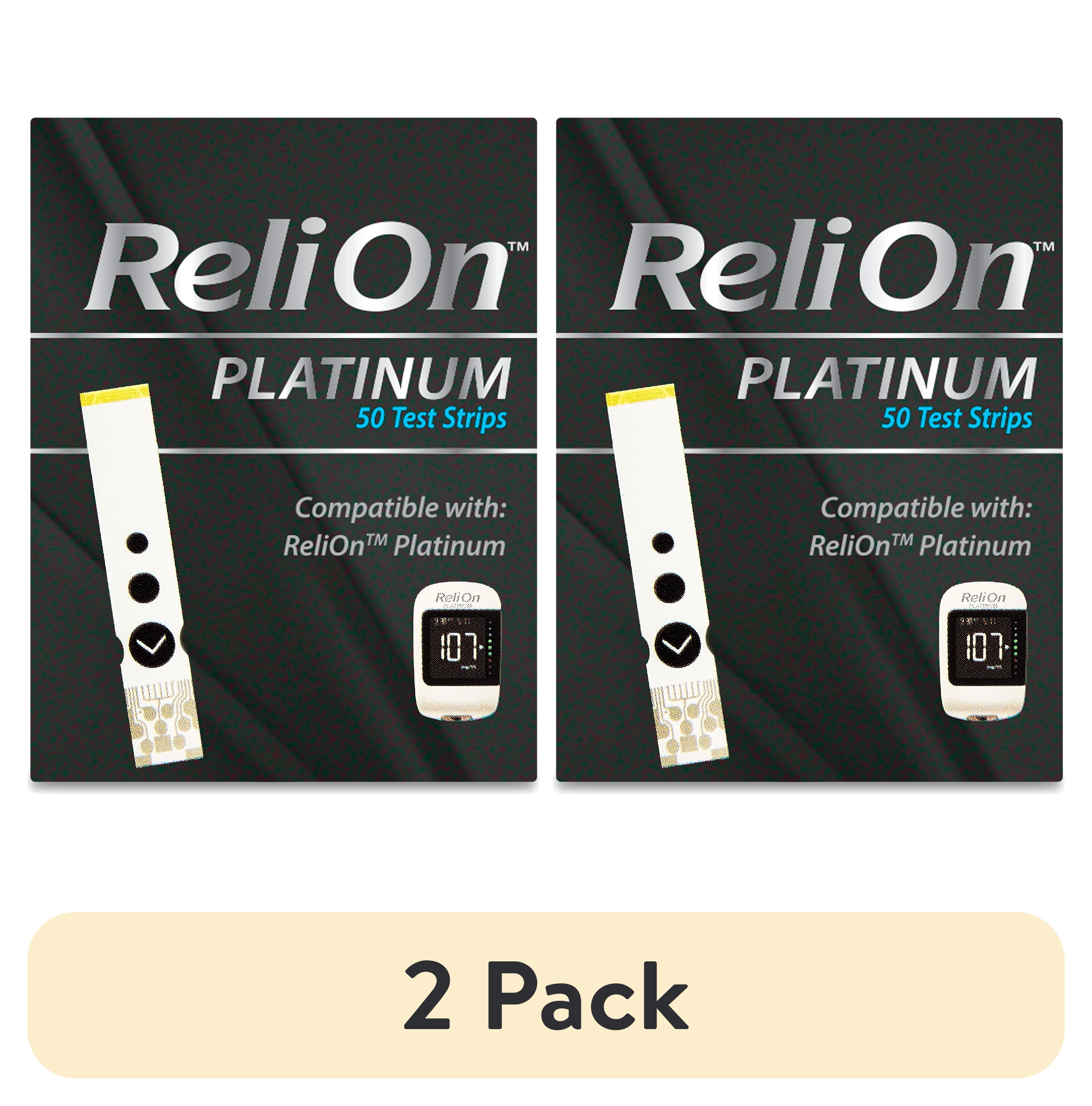 (2 pack) ReliOn Platinum Blood Glucose Test Strips, 50 Count