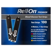 ReliOn Premier Blood Glucose Test Strips, 100 Count