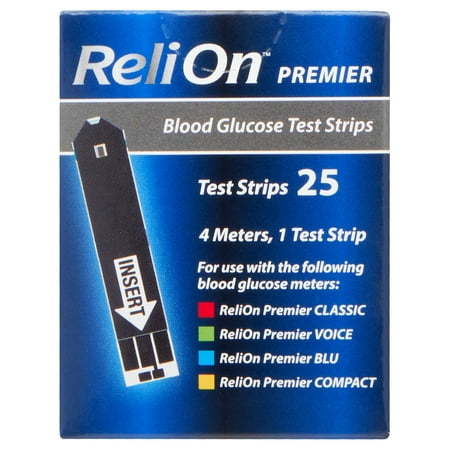 ReliOn Premier Blood Glucose Test Strips, 25 Count