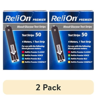 (2 pack) ReliOn Premier Blood Glucose Test Strips, 50 Count