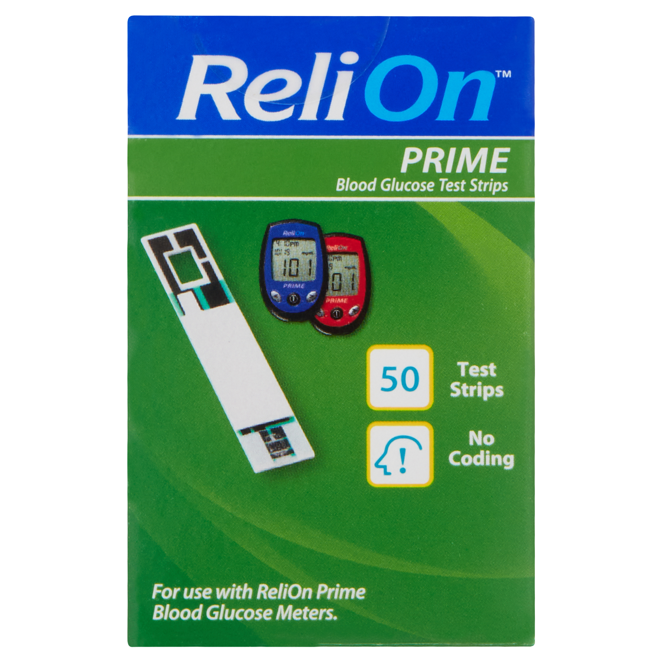 ReliOn Prime Blood Glucose Test Strips, 50 Count - image 1 of 8