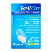 ReliOn Single-Use 2-In-1 Lancing Device for Normal Skin, 25G Needle, 50 Count