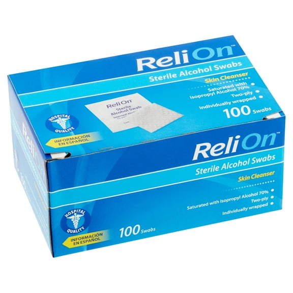 ReliOn Skin Cleanser Sterile Alcohol Swabs, 100 count