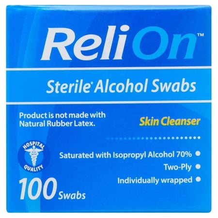 ReliOn Sterile Alcohol Swabs, 100 Count for First Aid Supplies