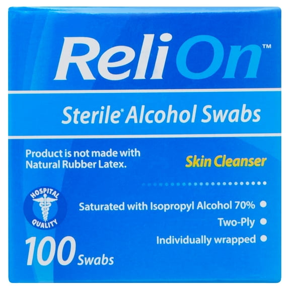 ReliOn Sterile Alcohol Swabs, 100 Count