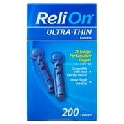 ReliOn 30 Gauge Ultra-Thin Lancets, 200 Ct