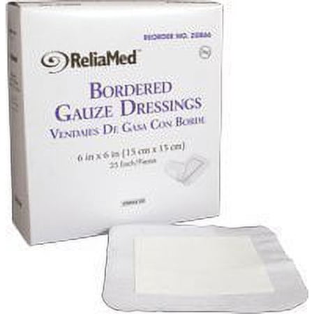 ReliaMed Sterile Bordered Gauze Dressing 6" x 6" [Box of 25]