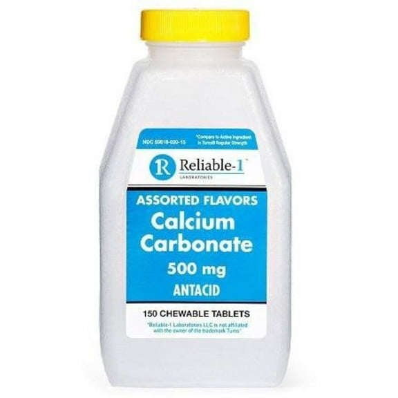 Reliable 1 Calcium Carbonate Antacid Supplement, Chewable Tablets 500 mg, 150 ea