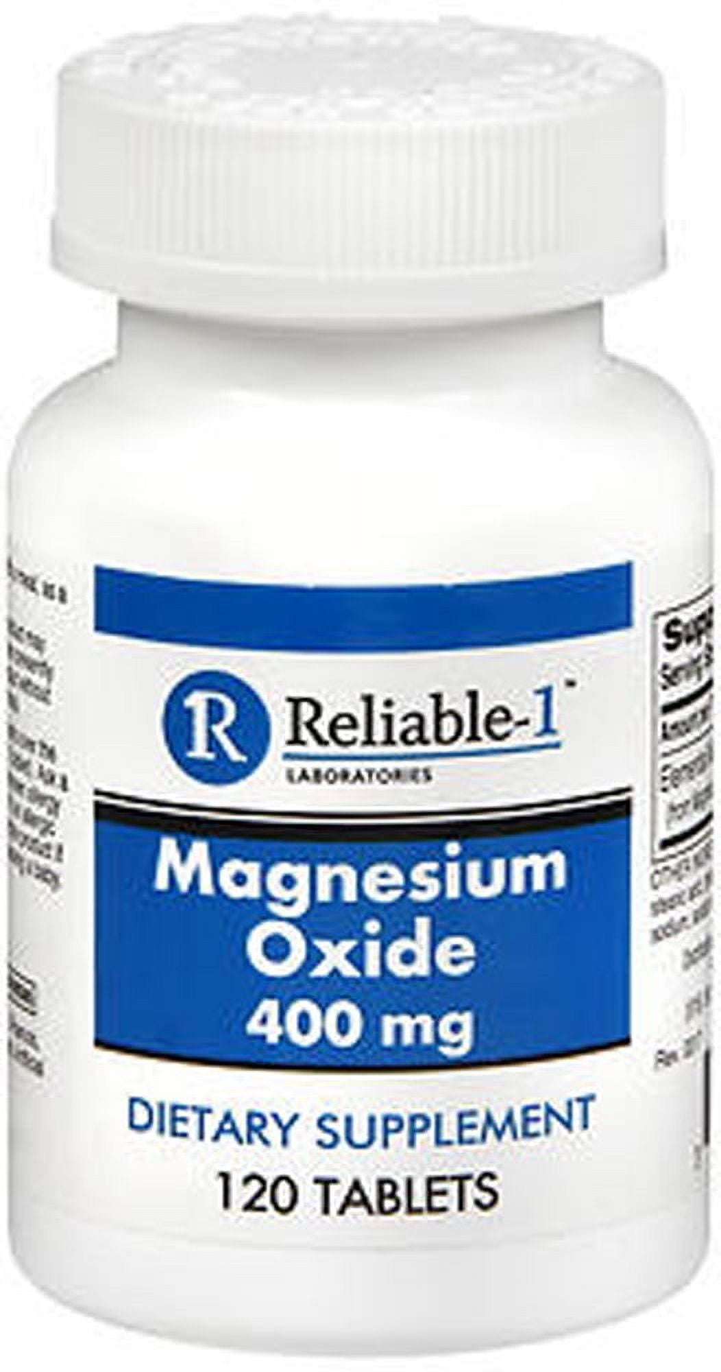 Reliable 1 Laboratories Magnesium Oxide Tablets, 400 mg, 120 Count