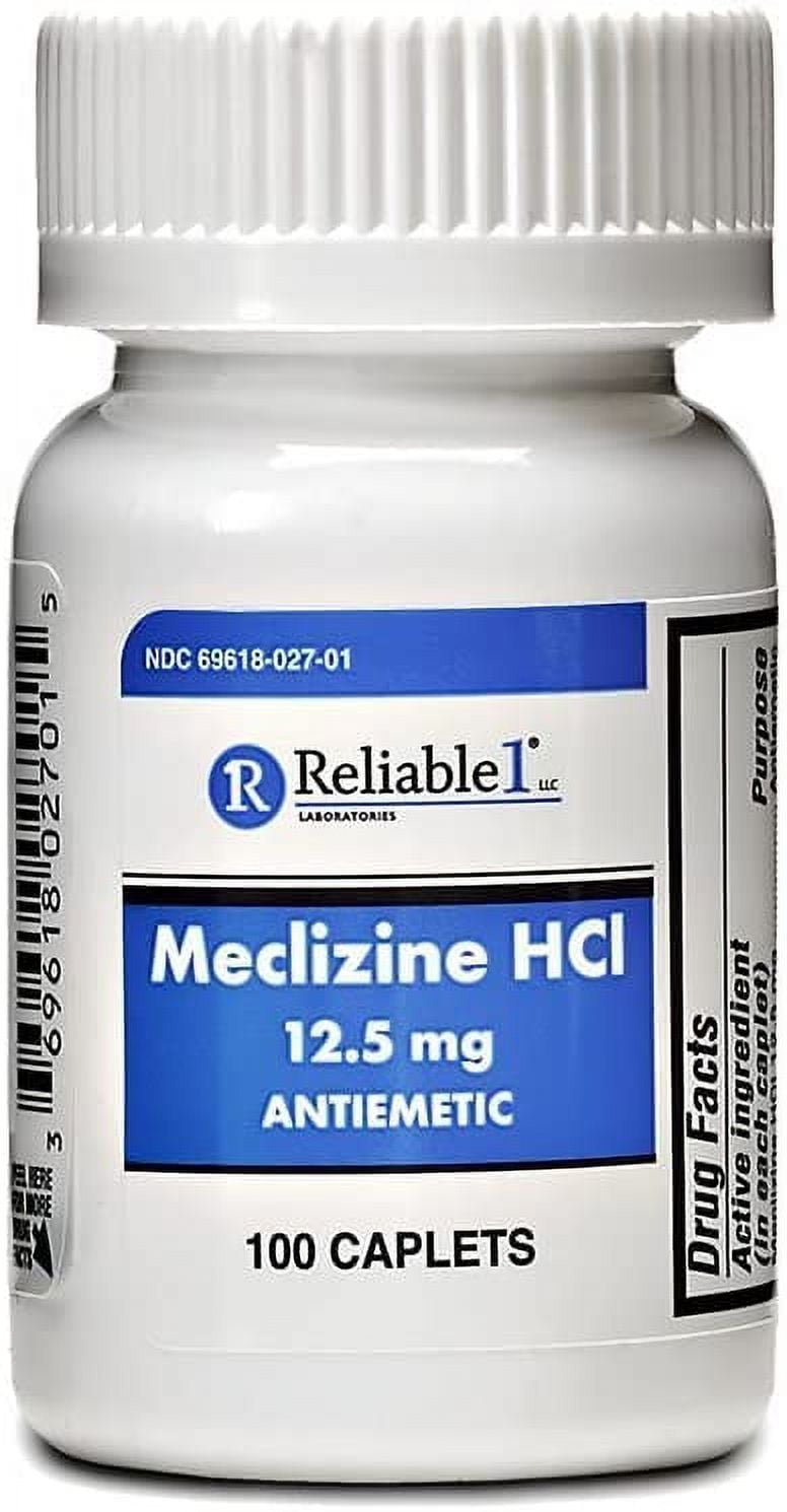 Reliable 1 Laboratories Meclizine HCI Motion Sickness Antiemetic, 100ct