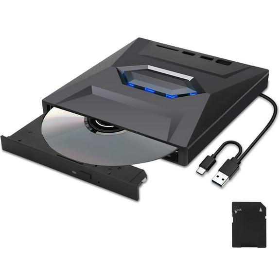 Reliable 5-in-1 USB 3.0 External CD DVD Drive for Laptop and Desktop Fast Read and Write Speeds