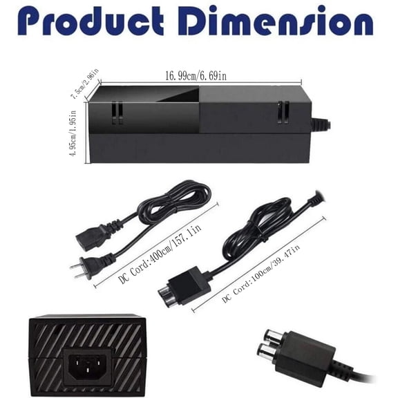 Reliable Ac Power Supply Adapter for Xbox One Gaming Console Includes Power Brick and Cord with Led Indicator and Quiet Fan