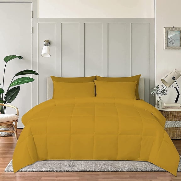 Reliable Bedding 100% Cotton Comforter, All Season Quilted, 600 Thread Count,Luxury Box Stitched Comforter Set, Cooling Soft Bedding Set !!(Gold,Twin/Twin XL)