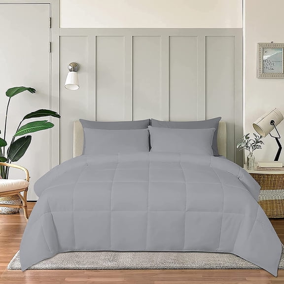 Reliable Bedding 100% Cotton Comforter, All Season Quilted, 600 Thread Count,Luxury Box Stitched Comforter Set, Cooling Soft Bedding Set !!(Silve Grey,King/California King)