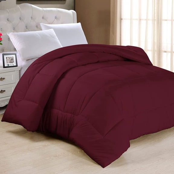 Reliable Bedding 100% Cotton Comforter,Ultra Soft All Seasons Quilted,600 Threat Count,Down Alternative Cotton Bedding Set ( Mehroon Wine, Twin/Twin XL)
