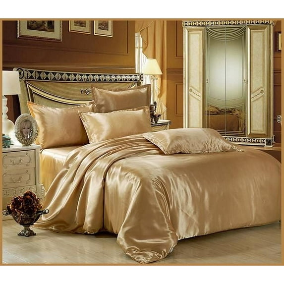 Reliable Bedding 100% Silk Satin Comforter,Silky Soft Quilt Luxury Hotel Quality Bedding Comforter Dark Ivory,Box Stitched, 300 GSM,Lightweight & Cozy Bedding For Better Sleep (King/Cal King, 92x102)