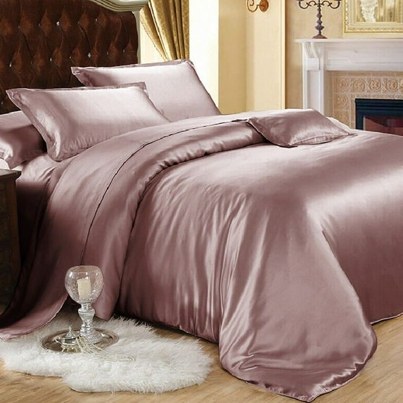 Reliable Bedding 100% Silk Satin Comforter, Soft Quility Hotel Quality Comforter Dusty Pink (Full/Queen, 90x90)