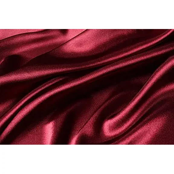 Reliable Bedding 100% Silk Satin Sheets, Silk Fitted Sheet,Silk Flat Sheet,Silk Duvet Cover& Pillowcases 1800 Series Luxury Silk Satin Bedsheets !! Full, Mehroon Wine