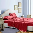 thumbnail image 1 of Reliable Bedding 4 piece Sheet Set, Silk Satin Sheet Set, Extra Soft Silky Sheets, Royal Luxury Sheet Set 24" Deep Pocket, Wrinke Free (Burgundy,Full XL), 1 of 6