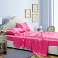 thumbnail image 1 of Reliable Bedding 4 piece Sheet Set, Silk Satin Sheet Set, Extra Soft Silky Sheets, Royal Luxury Sheet Set 24" Deep Pocket, Wrinke Free (Hot Pink,Twin ), 1 of 6