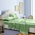 thumbnail image 1 of Reliable Bedding 4 piece Sheet Set, Silk Satin Sheet Set, Extra Soft Silky Sheets, Royal Luxury Sheet Set 24" Deep Pocket, Wrinke Free (Olive,Short Queen), 1 of 6