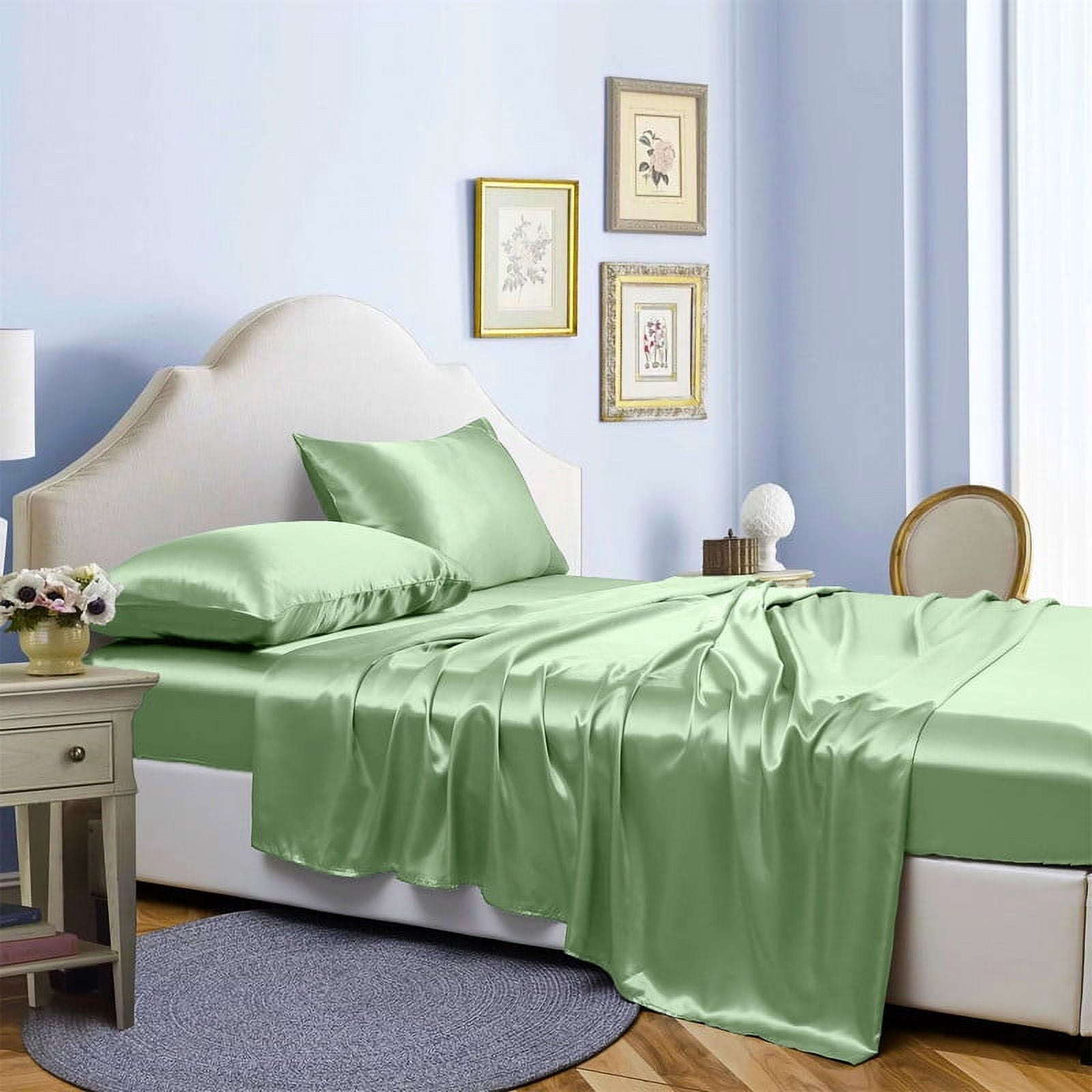 Reliable Bedding 4 piece Sheet Set, Silk Satin Sheet Set, Extra Soft Silky Sheets, Royal Luxury
