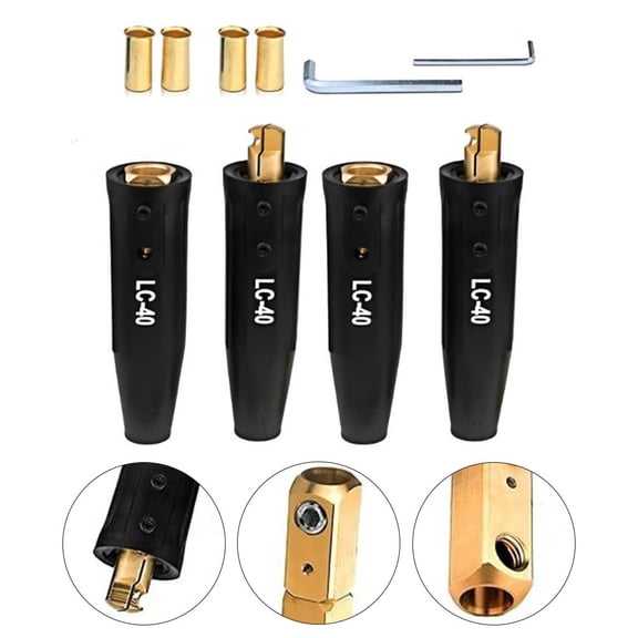Reliable Connection LC40 Welding Cable Connectors Set, 350 Amp Capacity, Brass Material for Safety in Welding Applications