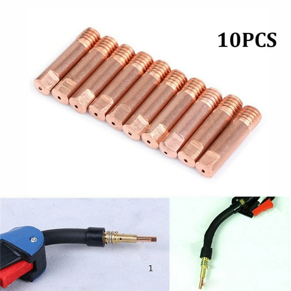 Reliable Flux Cored Welding Accessories, 10Pcs Mb15 (M6) Mig Welding Contact Tips, 0 8Mm Flux Cored Wire, Length 25Mm