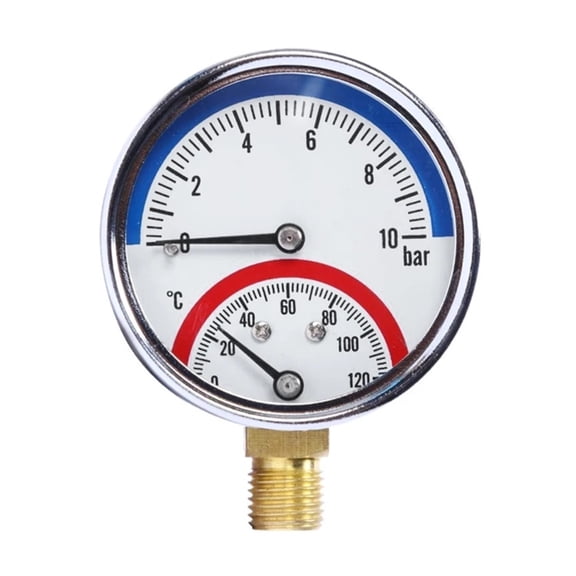 Reliable G1/4 Thread Temperature & Pressure Gauge 0-120 0-10 Bar Measure ,Corrosion Resistance