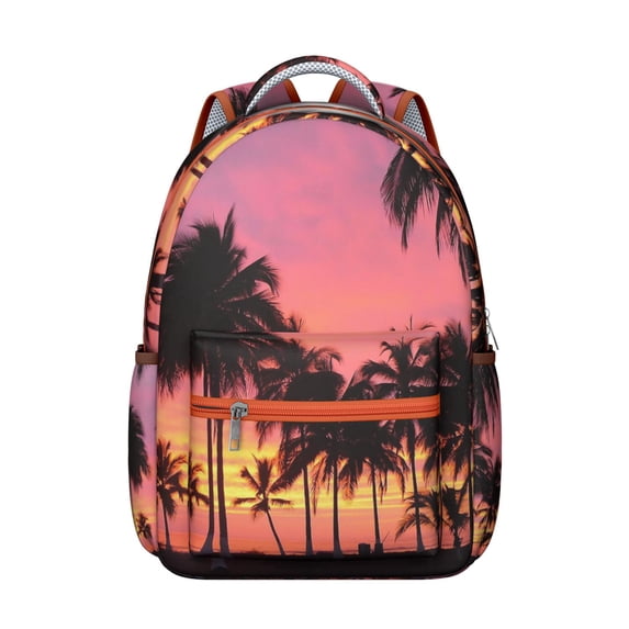 Reliable Hawaii Tropical Wind Palm Leaves Backpack: Large Capacity Daypack for Students with Padded Laptop Compartment, Perfect for High School & College Commute, A Great Gift for Women & Men